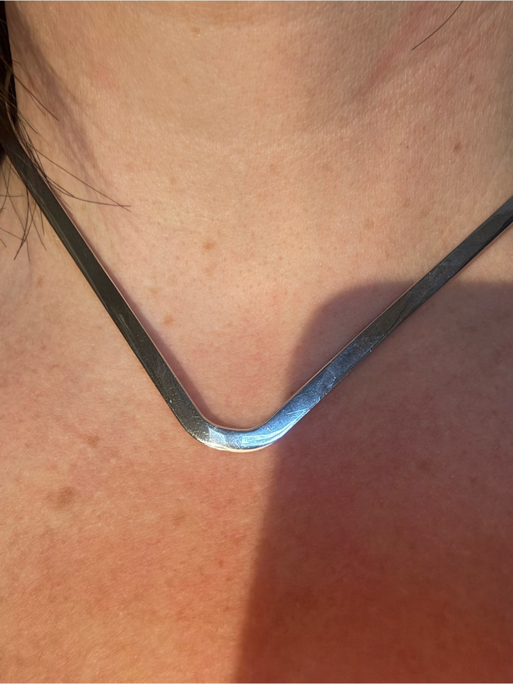 950 Silver V-Shaped Open Collar Torque Choker Necklace 16g
